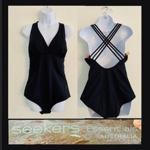 Sun Seekers sexy back black swimsuit NWT